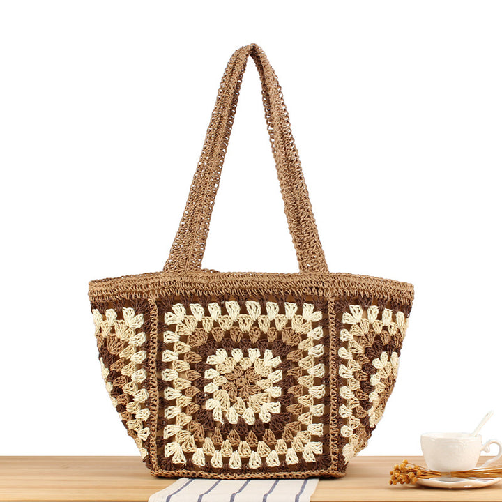Macrame Tote Bag with Geometric Pattern Skanto