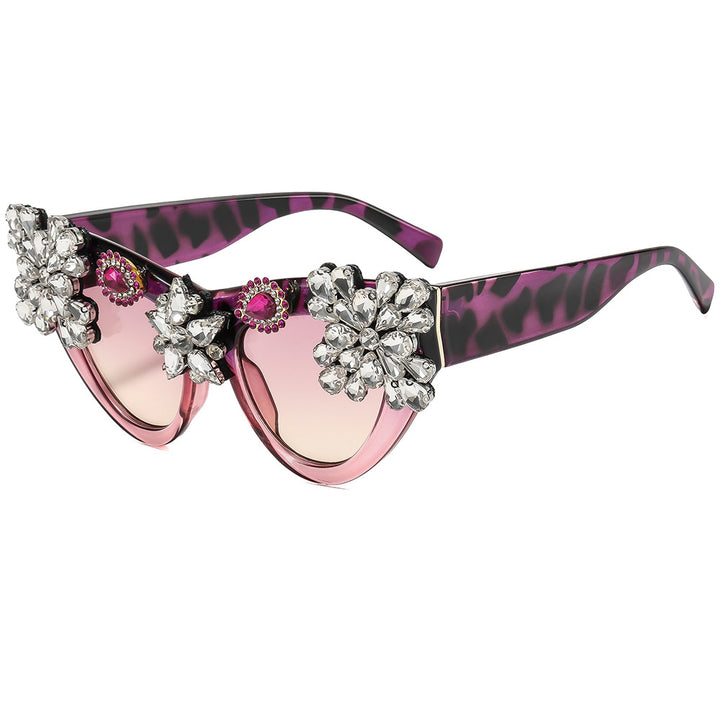Damer ekstravagant dekorert Cat-Eye-solbrille Skanto