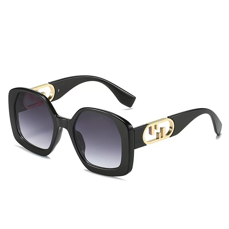 Dame oversized solbriller med ekstravagant geometrisk ramme og elegante detaljer Skanto