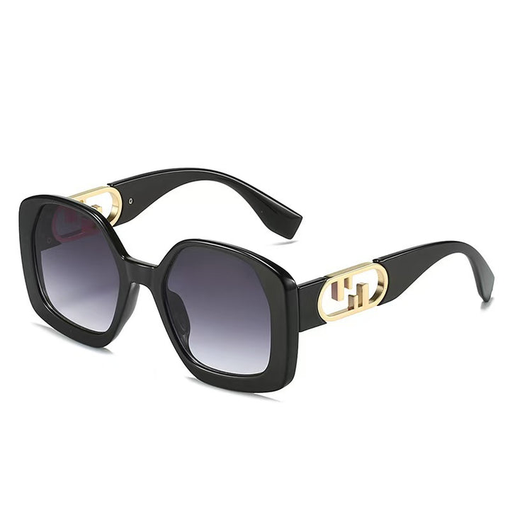 Dame oversized solbriller med ekstravagant geometrisk ramme og elegante detaljer Skanto