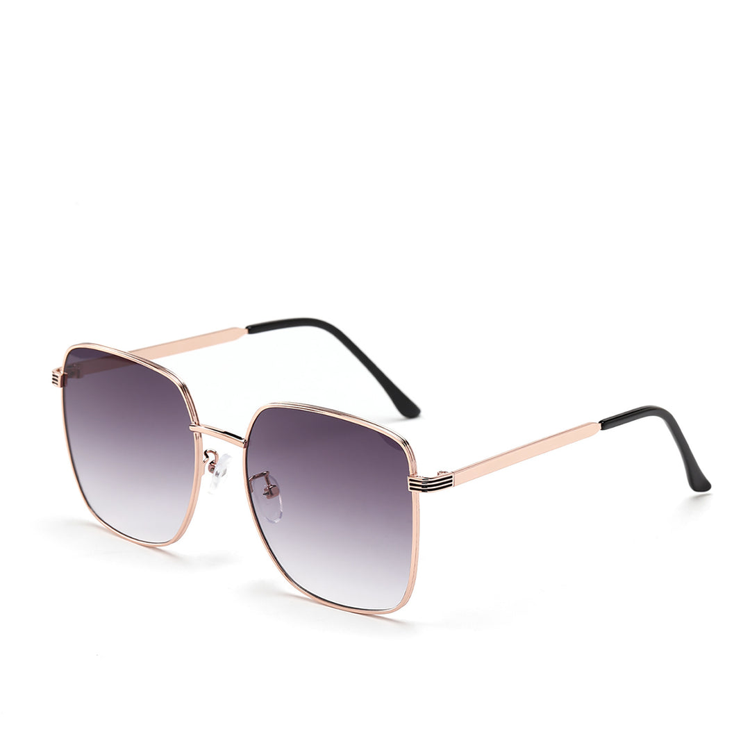 Dame kvadratisk solbrille med elegant metallramme og speilende glass Skanto