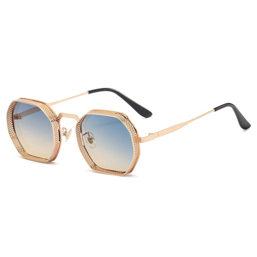 Dame solbrille med unik oktagonal metallramme Skanto