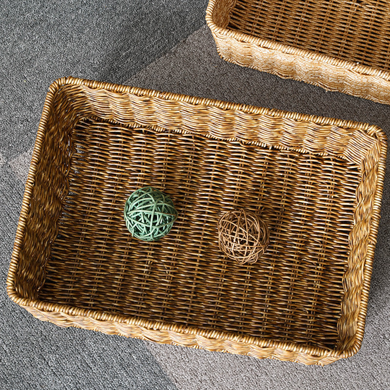 Håndlaget rektangulær vevd oppbevaringskurv Skanto
