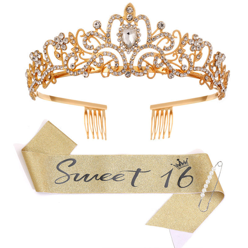 Dame Glamourøs Tiara med strassdekorert design Skanto