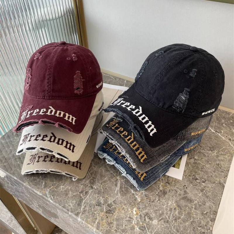 Kvinnenes slitte frihets broderte baseballcap Skanto