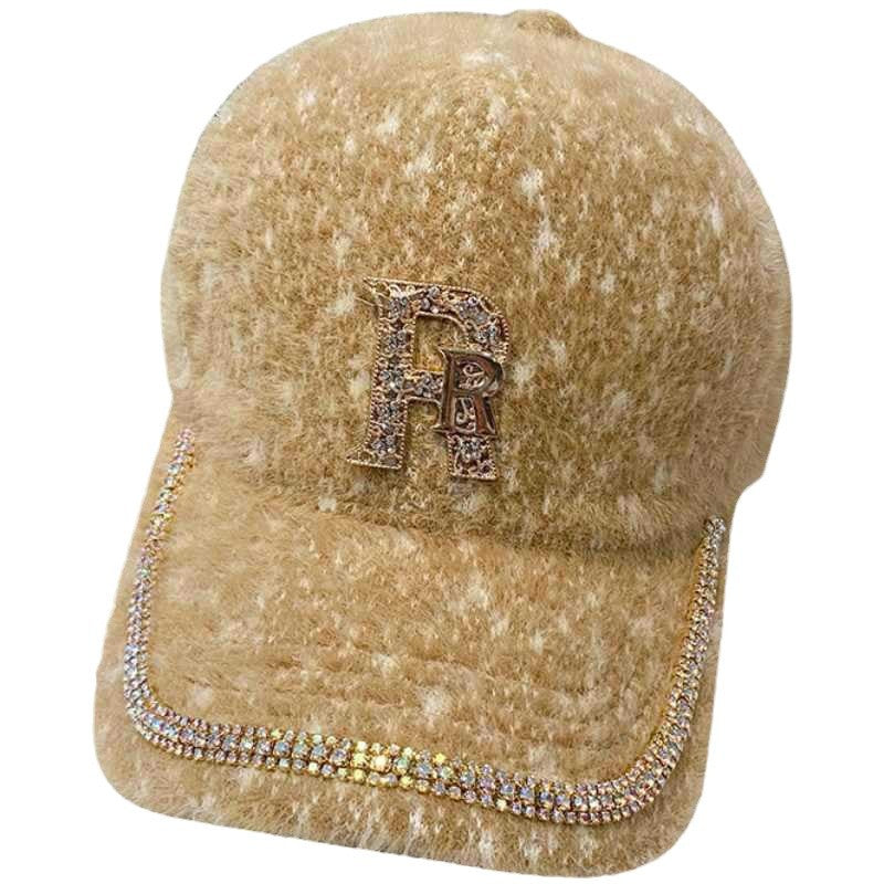 Kvinnens luksuriøse fleece dekorert baseball cap Skanto