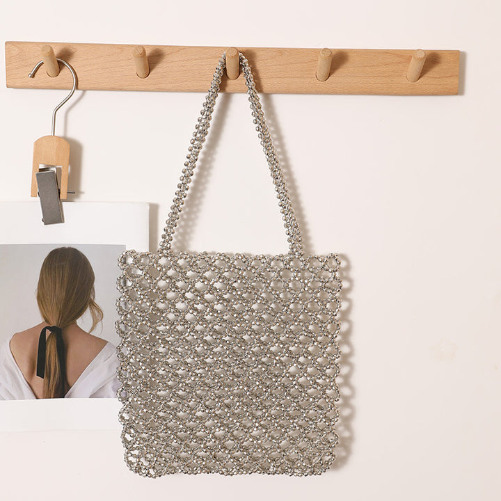 Sparkling Net Bag made of braided material Skanto