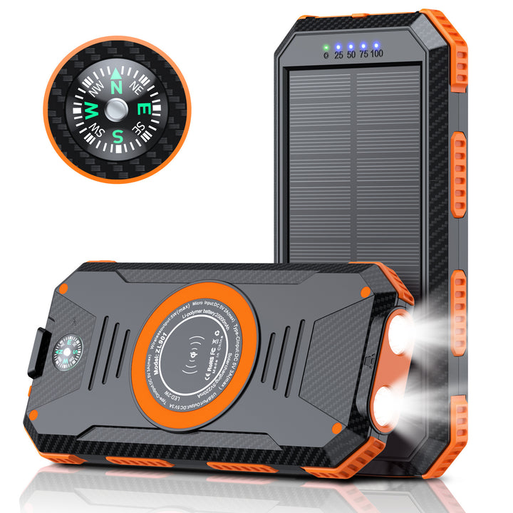 Solcelledet Powerbank med Innebygd Kompass og LED-Belysning Skanto