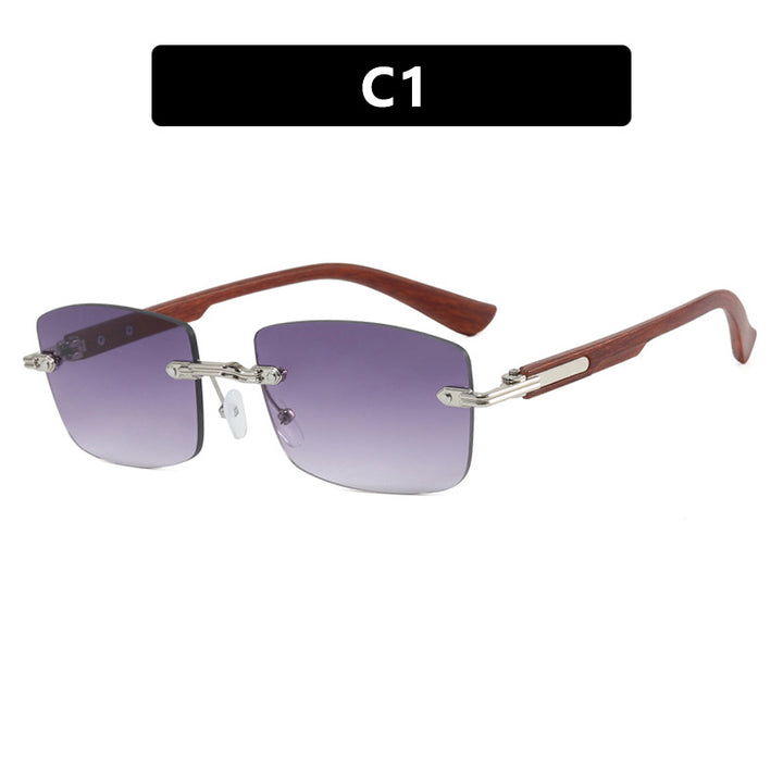 Women's square sunglasses with wood frame and gradient lenses Skanto