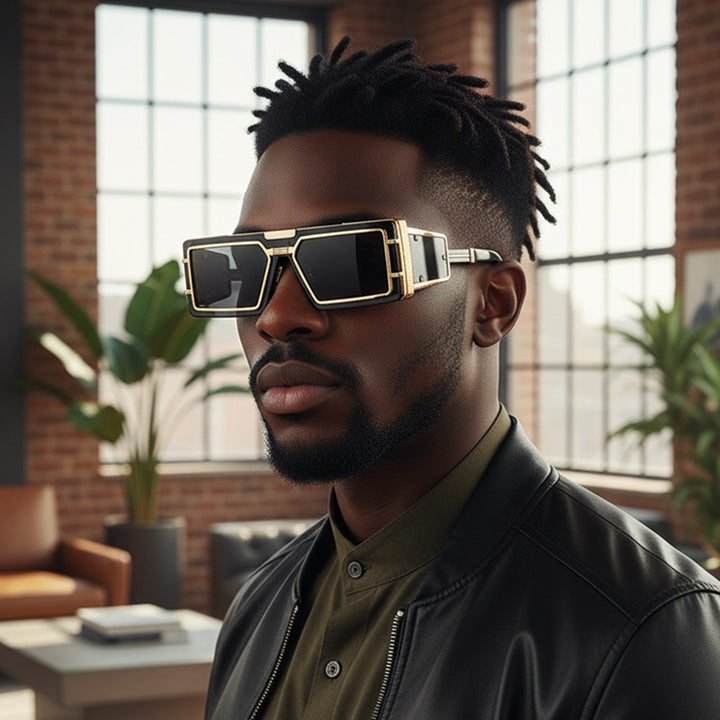 Dame Geometrisk Oversized Solbrille med luksuriøs ramme Skanto