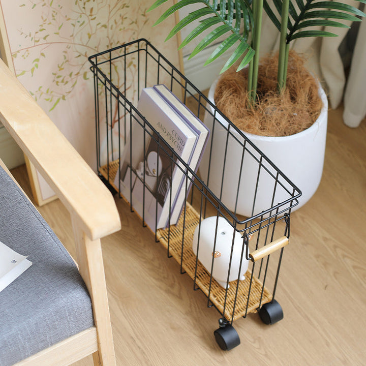 Rullende Rattan Oppbevaringsvogn Skanto