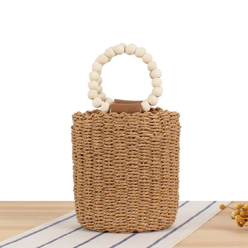 Trendy handbag with wooden bead handle Skanto