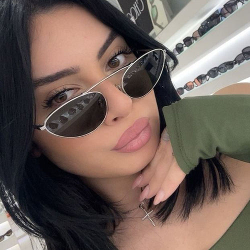 Women's trendy Cat-Eye sunglasses with slim metal frame Skanto
