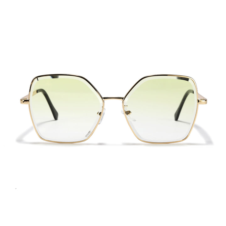 Dame geometrisk solbrille med fashionable gullramme Skanto
