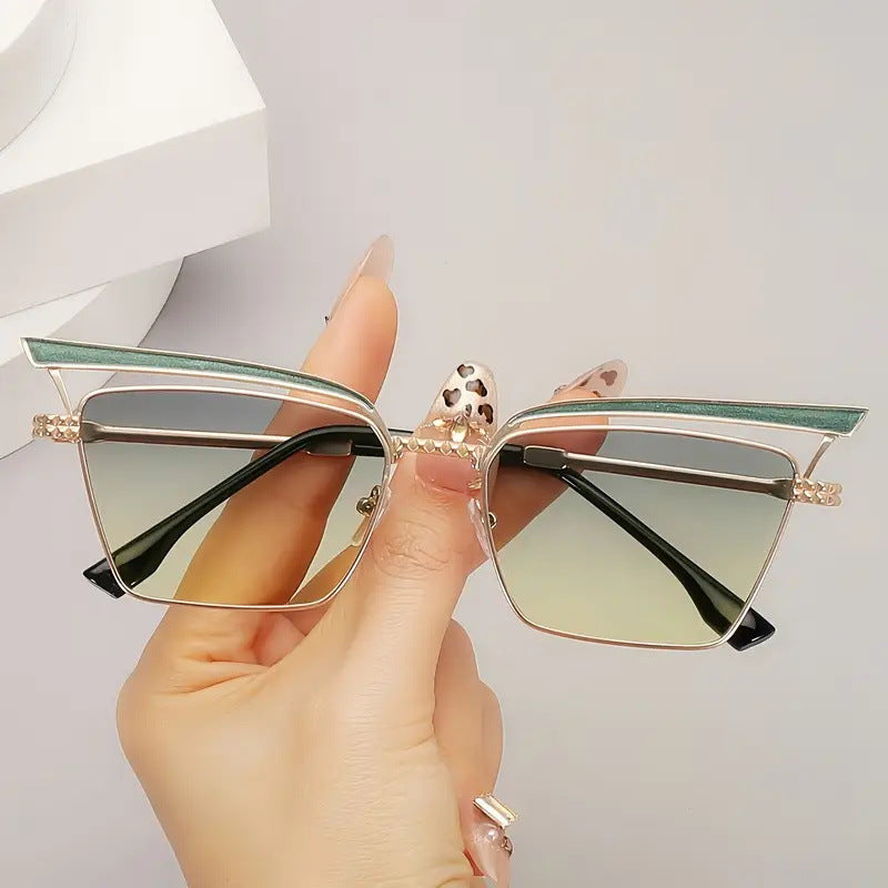Women's square designer glasses with filigree metal frame Skanto