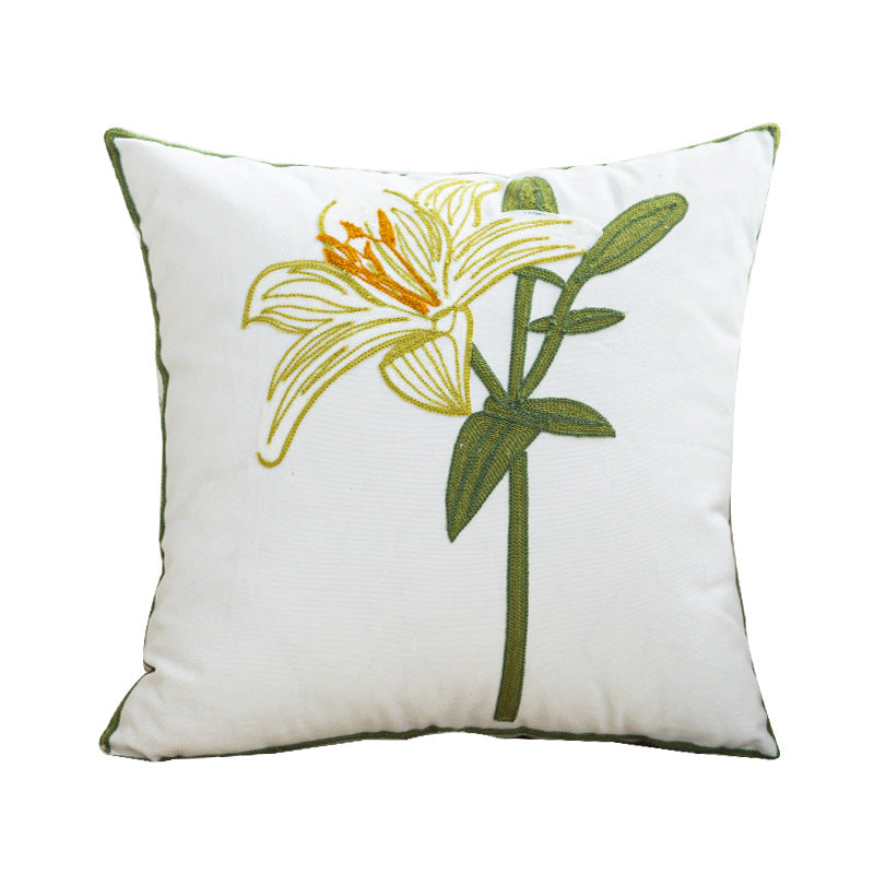 Women Decorative Cushion Cover with Fine Floral Embroidery Skanto