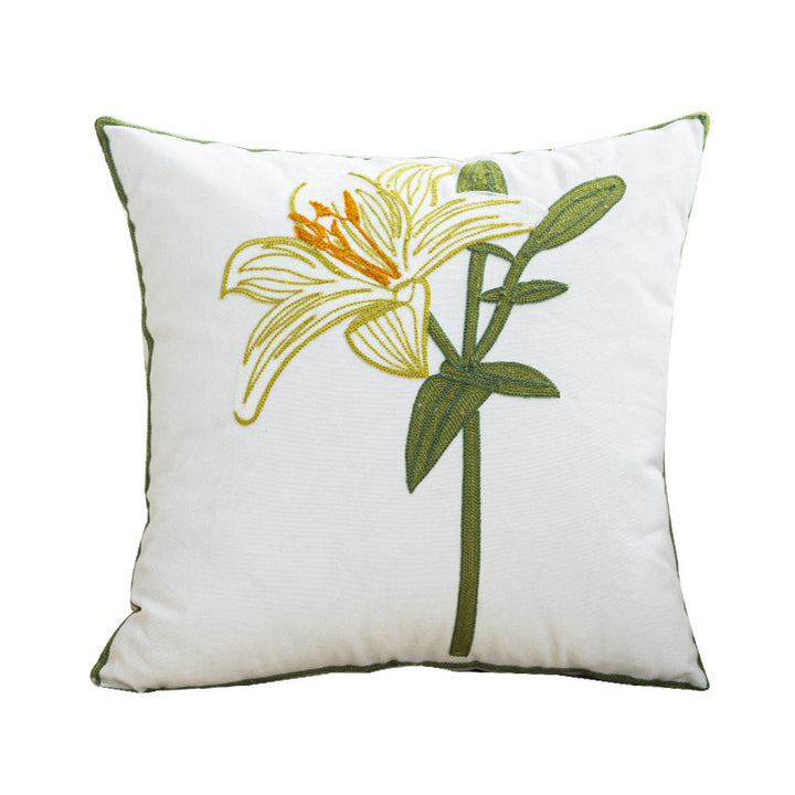 Women Decorative Cushion Cover with Fine Floral Embroidery Skanto
