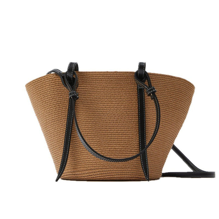 Spacious basket bag with elegant leather details Skanto