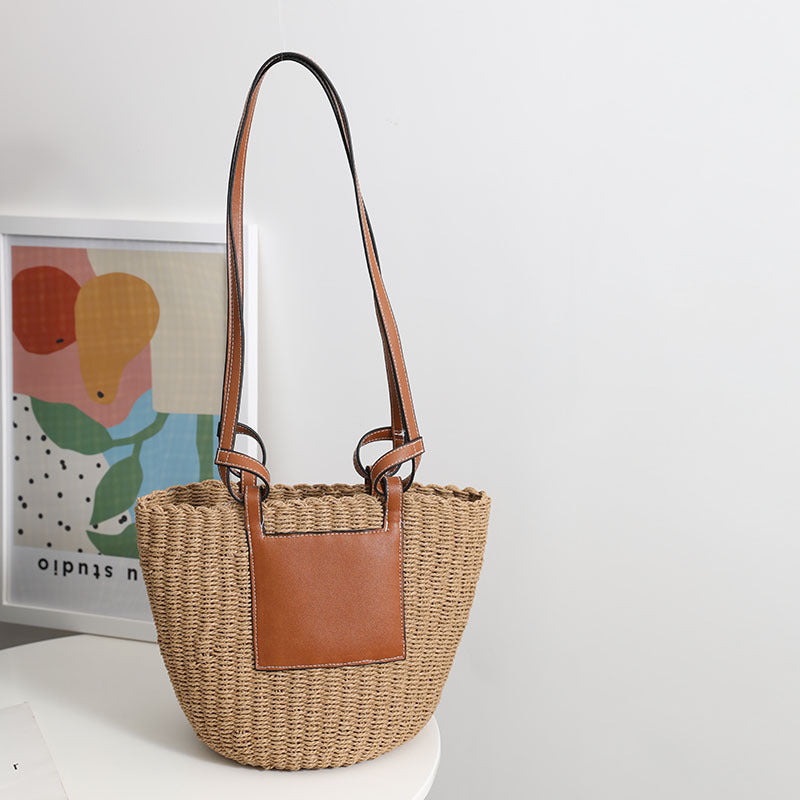 Basket bag with elegant leather detail Skanto