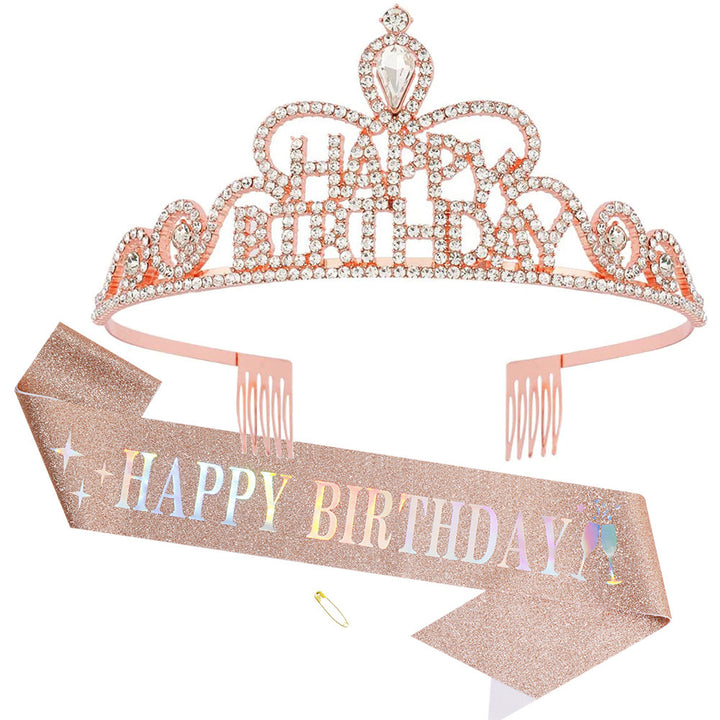 Dame Funkenkrone med "Happy Birthday" skrift Skanto