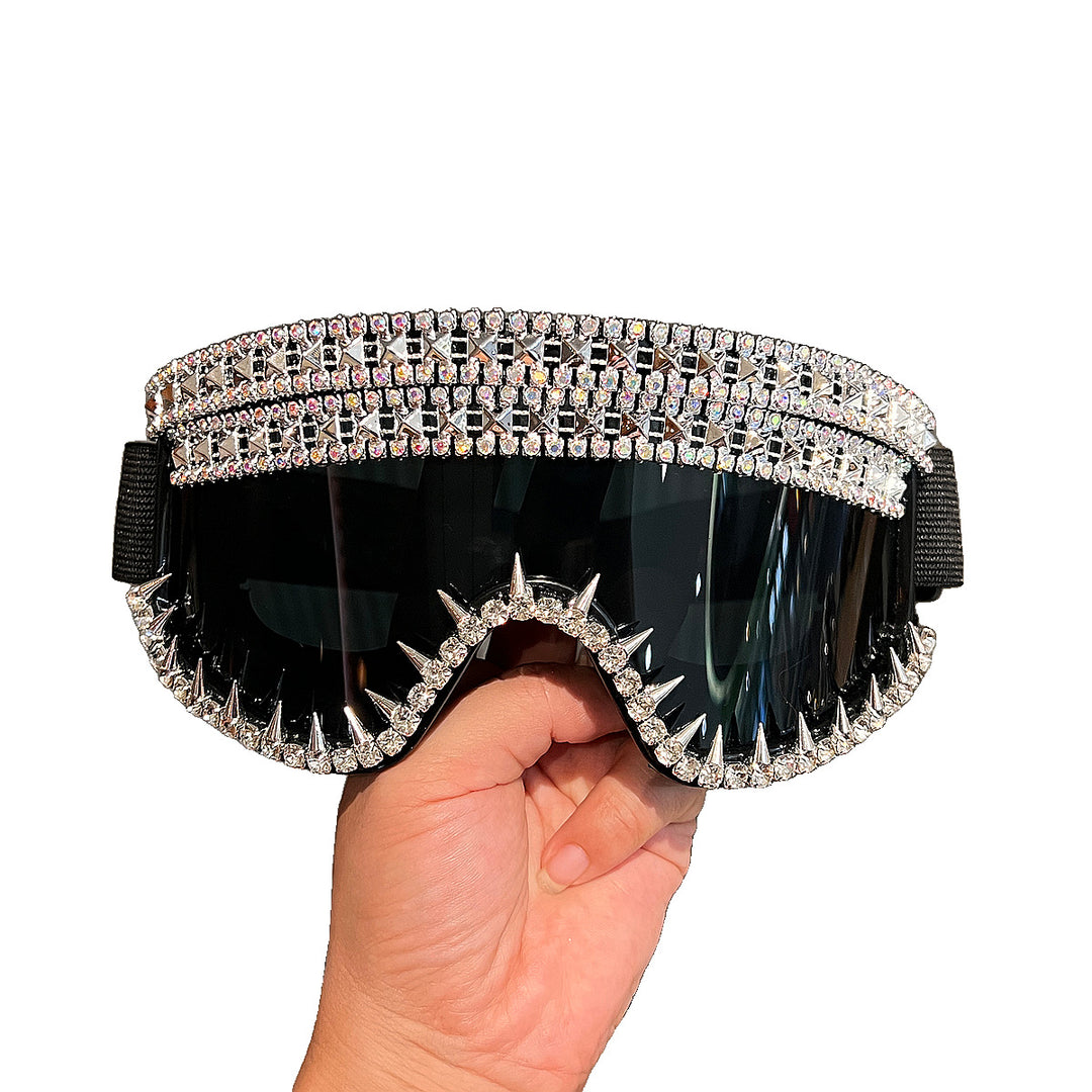 Dame Skisko briller med ekstravagant rhinestone-design Skanto