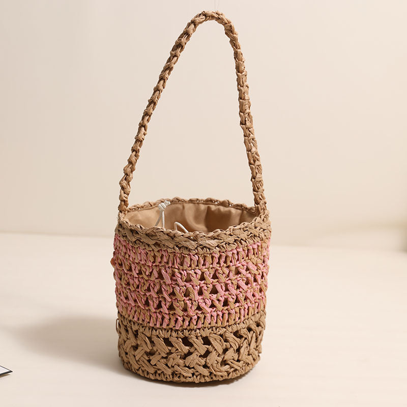Trendy Handmade Basket Bag with Practical Drawstring Skanto