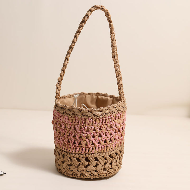 Trendy Handmade Basket Bag with Practical Drawstring Skanto