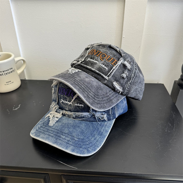 Men's Distressed Denim Grafisk Caps Skanto