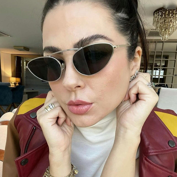 Women's trendy Cat-Eye sunglasses with slim metal frame Skanto