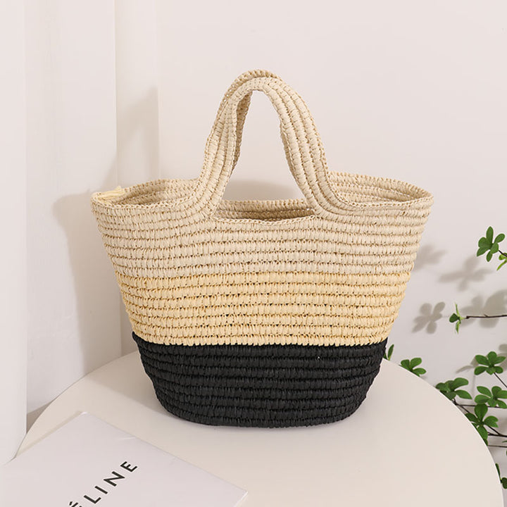 Handmade Durable Beach Bag with Cheerful Zigzag Pattern Skanto