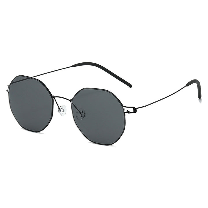 Dame geometrisk solbrille med høykvalitets metallramme og speilglass Skanto