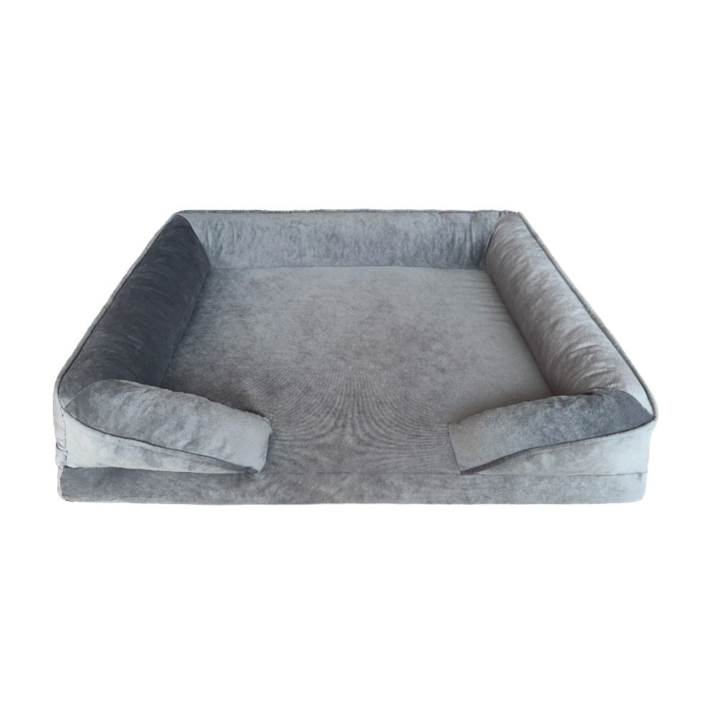 Plush ortopedisk hundeseng med støttende sidevegger