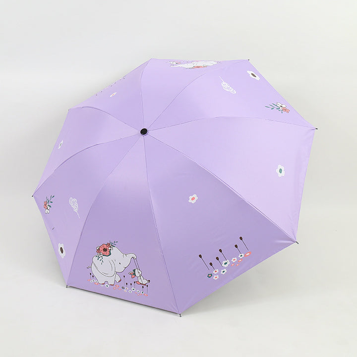 Kvinne Falt Paraply med Søtt Elefant Design Skanto