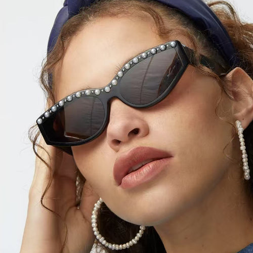 Women's Cat-Eye Sunglasses with Sparkling Rhinestones and Animal Print Skanto