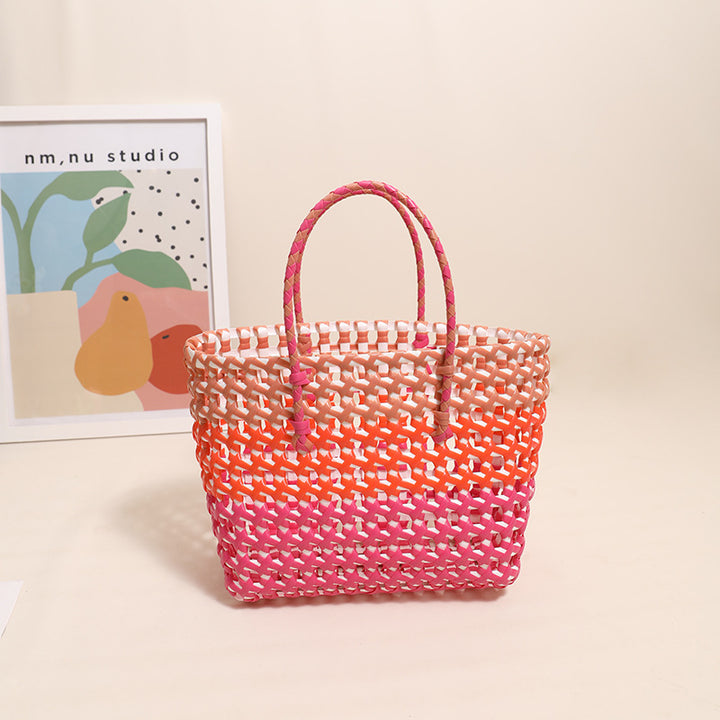 Handmade straw bag with colorful ombre Skanto