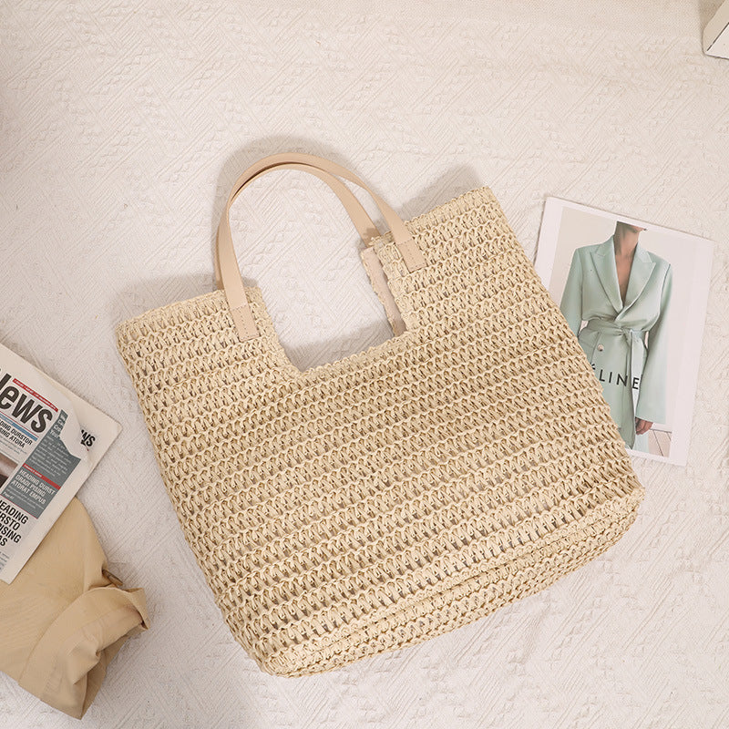 Elegant Braided Tote Bag with Sturdy Leather Handles Skanto