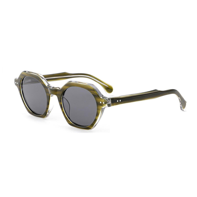 Dame solbrille i stilfull, sekskantet design med robust ramme og UV-beskyttelse Skanto