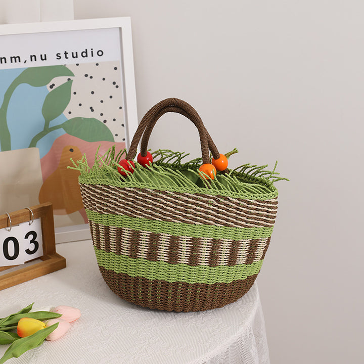 Handmade basket bag with cheerful gardening Skanto