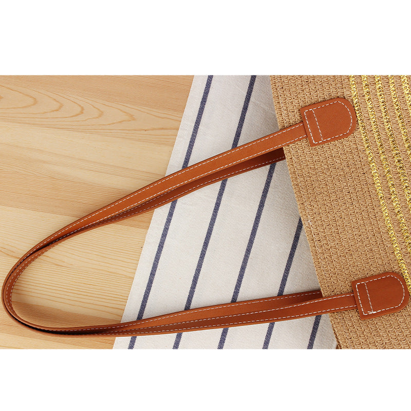 Straw Bag in Modern Stripe Design Skanto