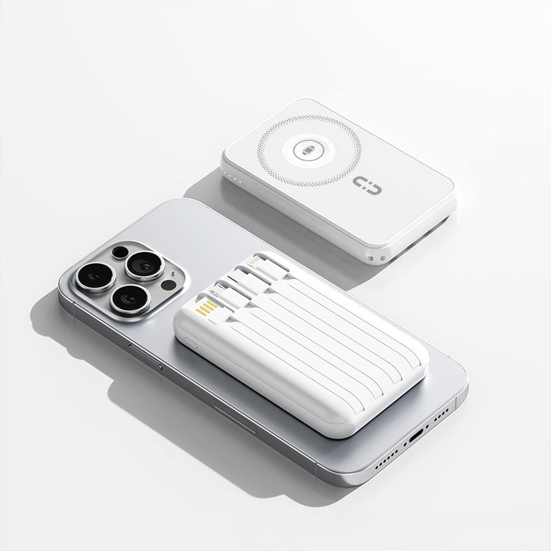 Bærbar Powerbank med trådløs ladeteknologi og innebygd Smart-teknologi Skanto