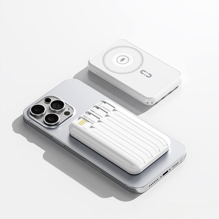 Bærbar Powerbank med trådløs ladeteknologi og innebygd Smart-teknologi Skanto