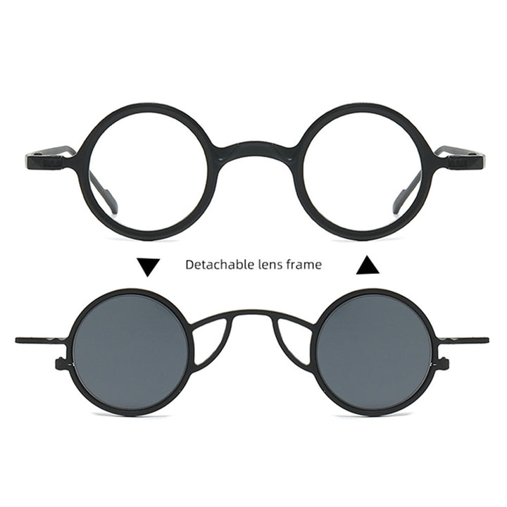 Dame Retro-Rundsolbrille med dobbel ramme Skanto