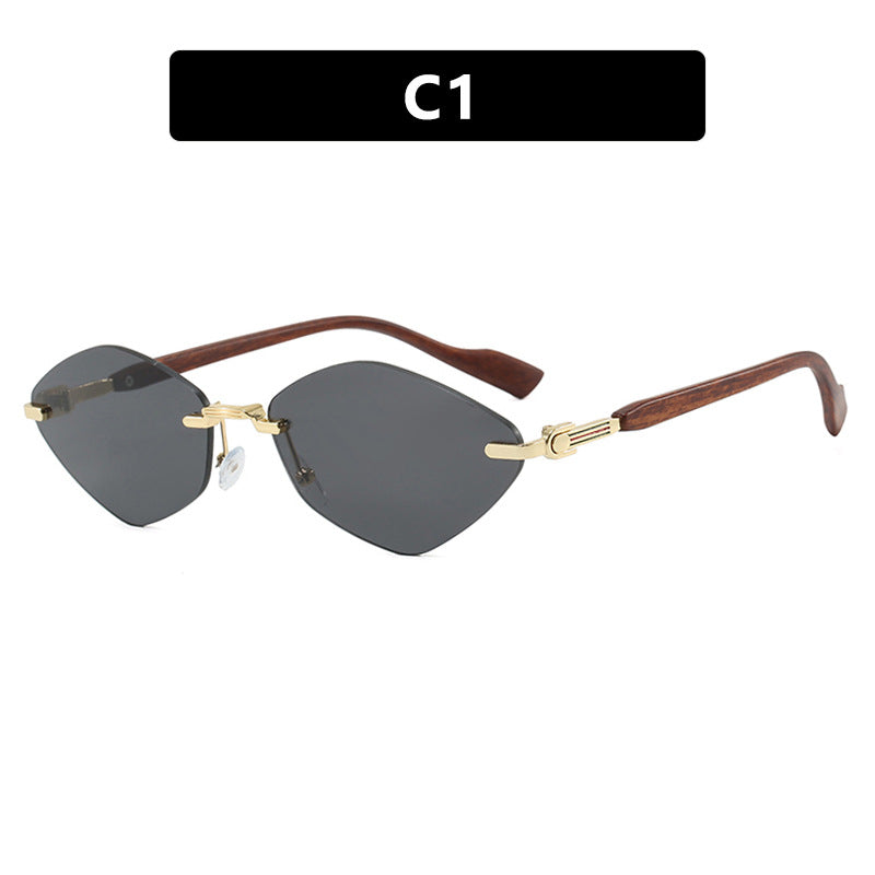 Women's geometric sunglasses with luxurious wood arms and polarized lenses Skanto