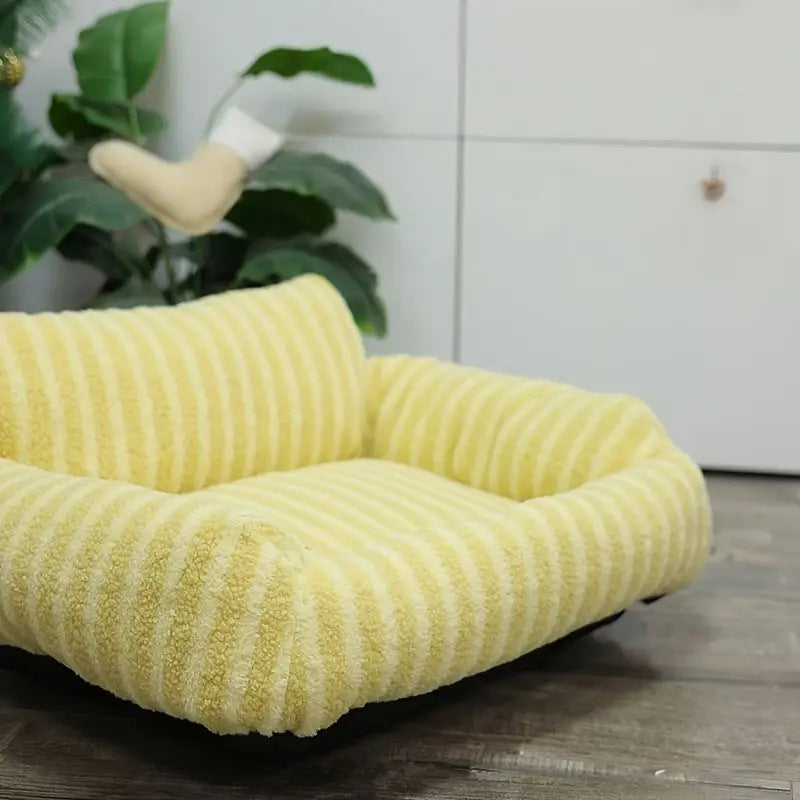 Luksuriøs stripet sofa hundeseng