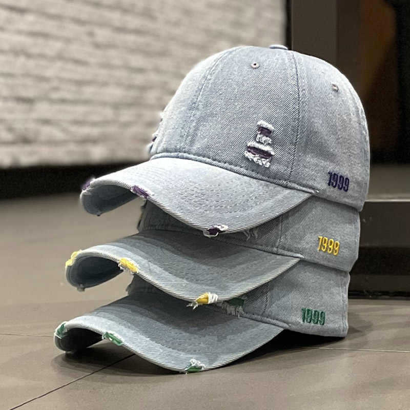 Unisex Slittet Denim Baseball Caps Skanto