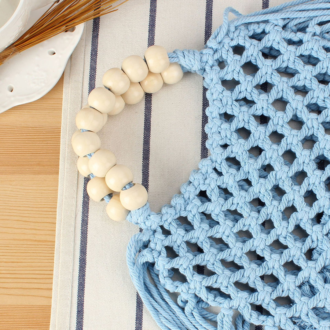 Macrame handbag with wooden handle Skanto