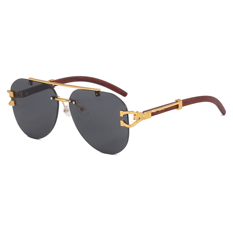 Women's Fashion Pilot Sunglasses with Luxurious Metal Accents and Wood Details Skanto