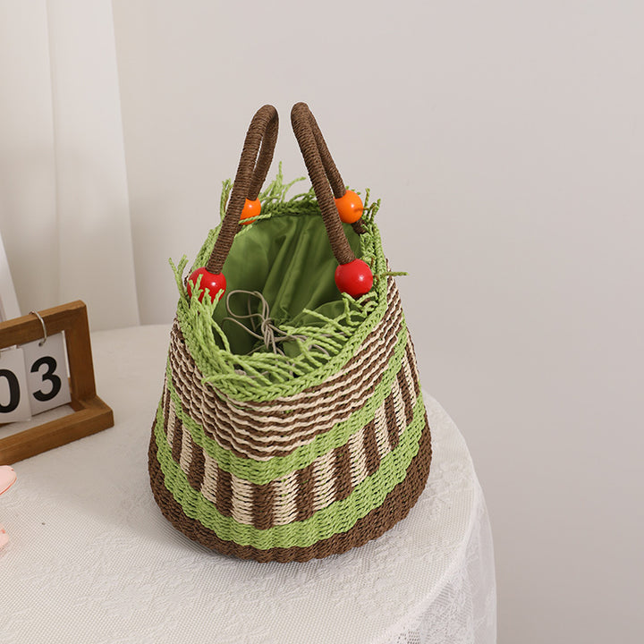 Handmade basket bag with cheerful gardening Skanto