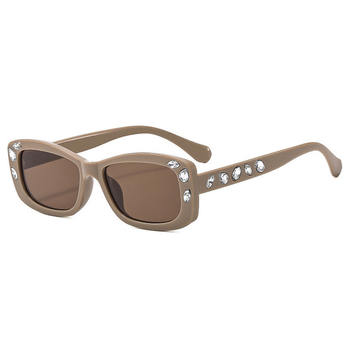 Dame moteriktig solbrille med krystallpynt Skanto