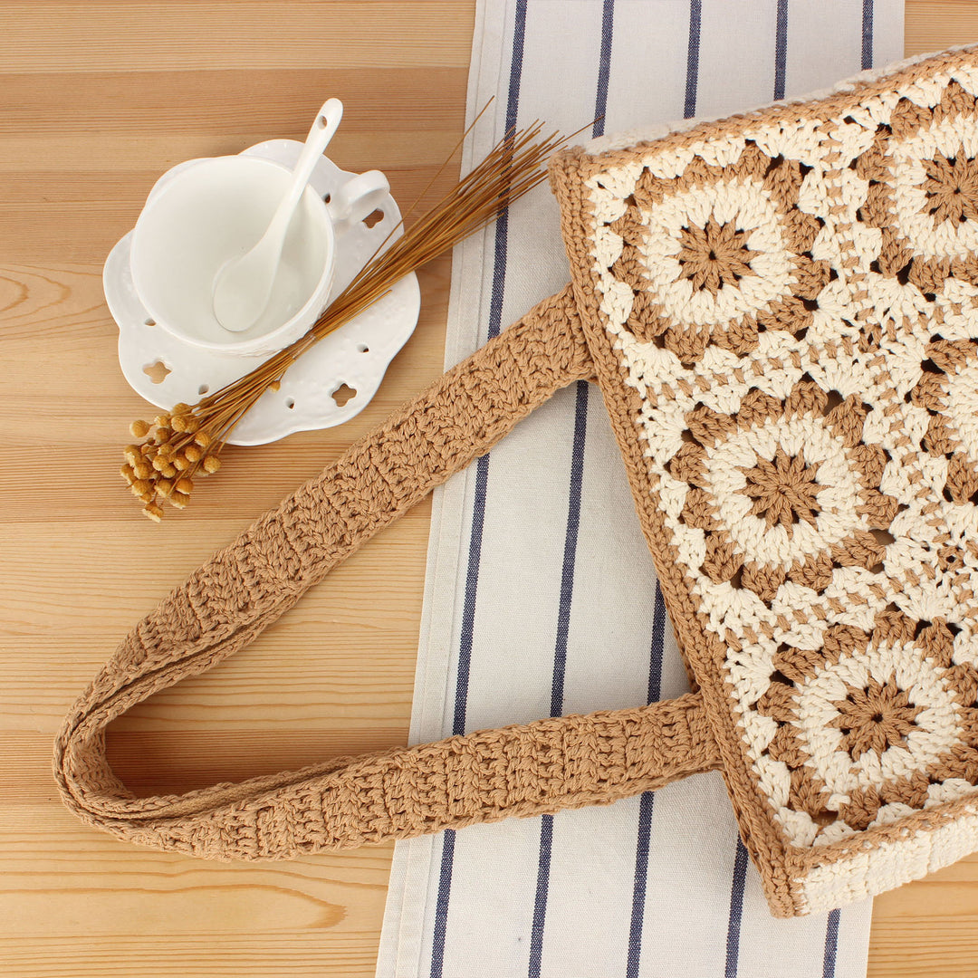Macrame Shopper with Floral Design Skanto